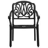 5 Piece Garden Dining Set Black Cast Aluminium - Low Angle