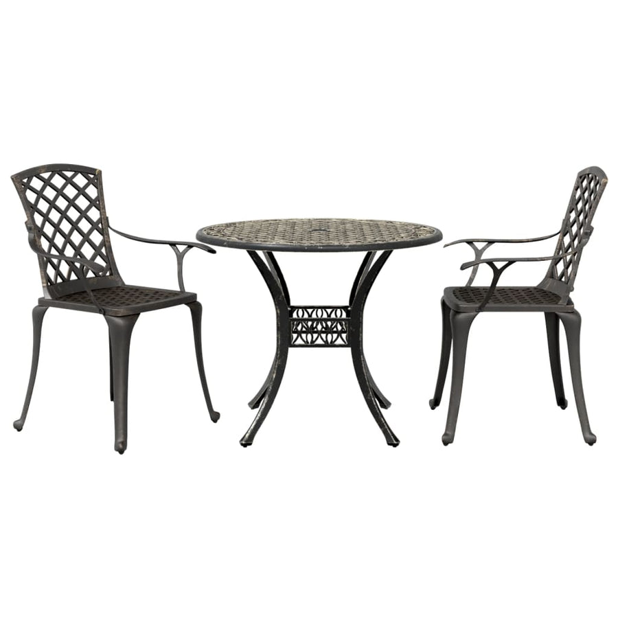 3 Piece Bistro Set Bronze Cast Aluminium