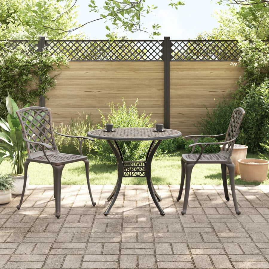 3 Piece Bistro Set Bronze Cast Aluminium