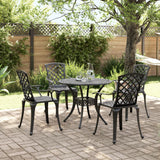 5 Piece Garden Dining Set Black Cast Aluminium - Front View