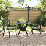 3 Piece Bistro Set Black Cast Aluminium - Front View
