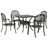 5 Piece Garden Dining Set Bronze Cast Aluminium - Front View