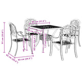5 Piece Garden Dining Set Black Cast Aluminium - Extra Image