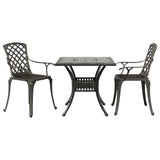 3 Piece Bistro Set Bronze Cast Aluminium - Front View