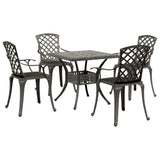 5 Piece Garden Dining Set Bronze Cast Aluminium - Front View