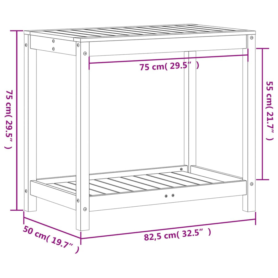 Potting Table with Shelf 82.5x50x75 cm Solid Wood Douglas