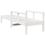 Sun Lounger White 199.5x62x55 cm Solid Wood Pine - Rear View
