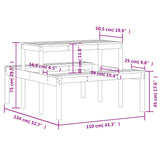 Picnic Table 110x134x75 cm Solid Wood Pine - Extra Image