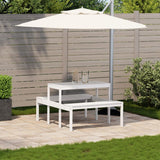 Picnic Table White 110x134x75 cm Solid Wood Pine - Side View