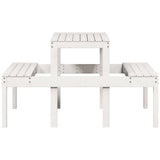 Picnic Table White 110x134x75 cm Solid Wood Pine - 45-Degree Angle