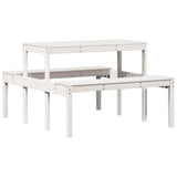 Picnic Table White 110x134x75 cm Solid Wood Pine - Rear View
