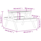 Picnic Table 105x134x75 cm Solid Wood Pine