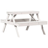 Picnic Table White 105x134x75 cm Solid Wood Pine - Front View