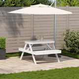 Picnic Table White 105x134x75 cm Solid Wood Pine - Side View