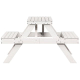 Picnic Table White 105x134x75 cm Solid Wood Pine - 45-Degree Angle