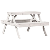 Picnic Table White 105x134x75 cm Solid Wood Pine - Rear View