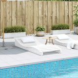 Sun Lounger White 205x80x31.5 cm Solid Wood Pine - Side View