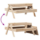 Picnic Table with Sandpit for Kids Solid Wood Pine - Low Angle