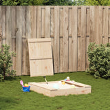 Sandpit with Cover 111x111x19.5 cm Solid Wood Pine - Side View