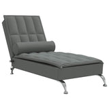 Massage Chaise Lounge with Bolster Dark Grey Fabric - Front View