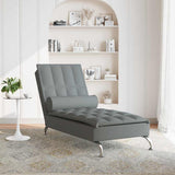 Massage Chaise Lounge with Bolster Dark Grey Fabric - Side View