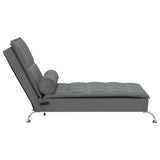 Massage Chaise Lounge with Bolster Dark Grey Fabric - 45-Degree Angle