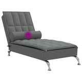 Massage Chaise Lounge with Bolster Dark Grey Fabric - Close-Up Angle