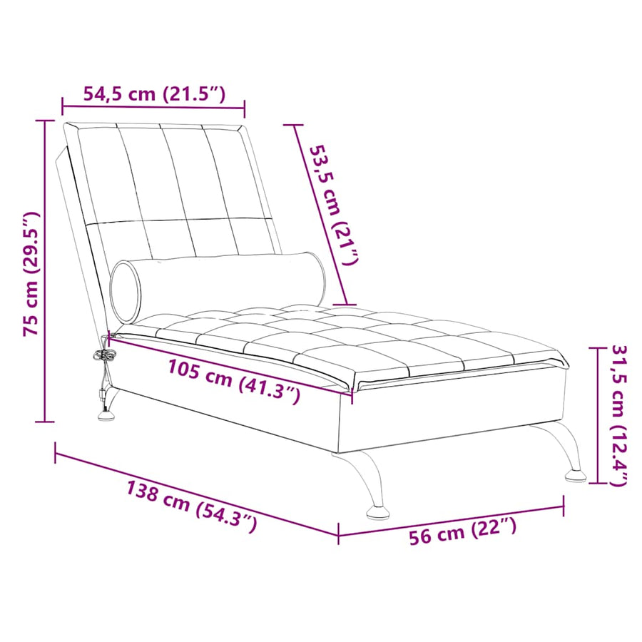 Massage Chaise Lounge with Bolster Dark Grey Fabric