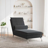 Massage Chaise Lounge with Bolster Black Velvet - Side View