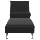 Massage Chaise Lounge with Bolster Black Velvet - Top-Down View