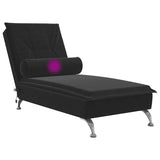 Massage Chaise Lounge with Bolster Black Velvet - Close-Up Angle