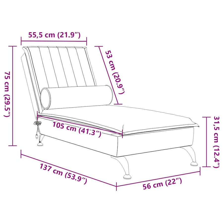 Massage Chaise Lounge with Bolster Black Velvet