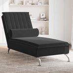 Massage Chaise Lounge with Bolster Black Velvet