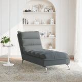 Chaise Lounge with Cushions Dark Grey Fabric - Side View