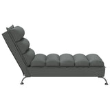 Chaise Lounge with Cushions Dark Grey Fabric - 45-Degree Angle