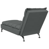 Chaise Lounge with Cushions Dark Grey Fabric - Rear View