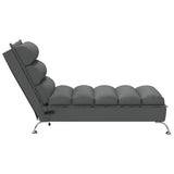 Massage Chaise Lounge with Cushions Dark Grey Fabric - 45-Degree Angle