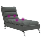 Massage Chaise Lounge with Cushions Dark Grey Fabric - Close-Up Angle