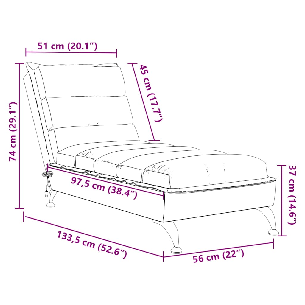 Massage Chaise Lounge with Cushions Dark Grey Fabric