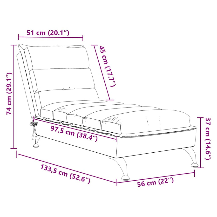 Massage Chaise Lounge with Cushions Dark Grey Fabric
