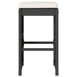 Garden Bar Stools with Cushions 2 pcs Black Poly Rattan - Top-Down View