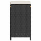 Garden Bar Stools with Cushions 2 pcs Black Poly Rattan - 45-Degree Angle