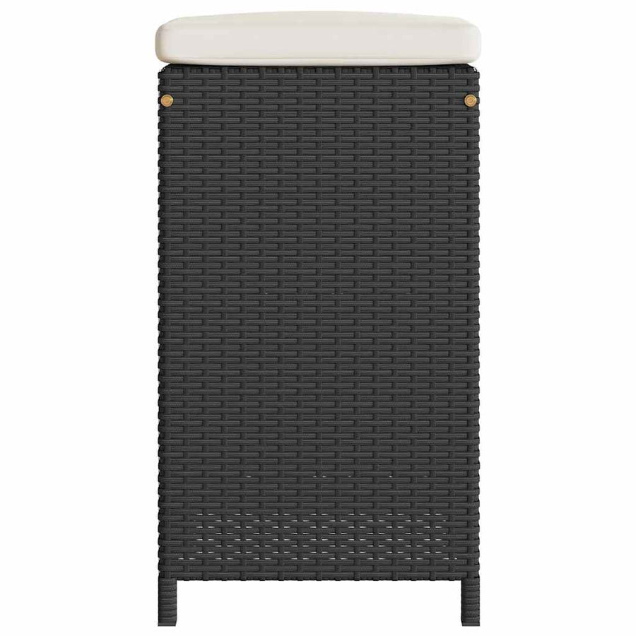 Garden Bar Stools with Cushions 2 pcs Black Poly Rattan