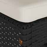 Garden Bar Stools with Cushions 2 pcs Black Poly Rattan - Close-Up Angle