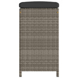Garden Bar Stools with Cushions 2 pcs Grey Poly Rattan