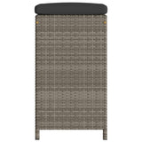 Garden Bar Stools with Cushions 2 pcs Grey Poly Rattan - 45-Degree Angle