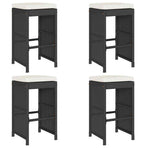 Garden Bar Stools with Cushions 4 pcs Black Poly Rattan