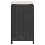 Garden Bar Stools with Cushions 4 pcs Black Poly Rattan - 45-Degree Angle