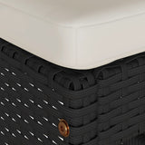 Garden Bar Stools with Cushions 4 pcs Black Poly Rattan - Close-Up Angle