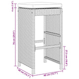 Garden Bar Stools with Cushions 4 pcs Black Poly Rattan - Low Angle